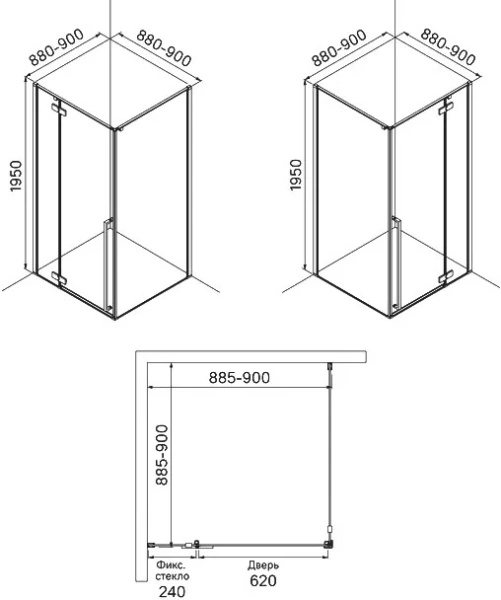 Душевой уголок IDDIS Slide 90х90 см глянцевый алюминиевый профиль, 90х90 - фото 5