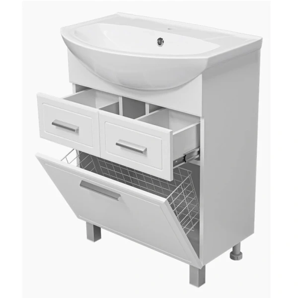 Тумба для раковины с 2 ящиками и бельевой корзиной Misty Стелла, недорогo index_1 - фото 6