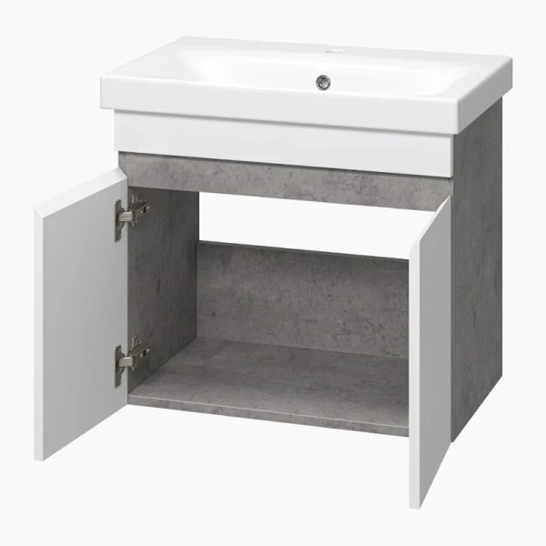 Тумба под раковину подвесная Misty Ронда 60 см белая/бетон, белая, серая, комбинированная - фото 7