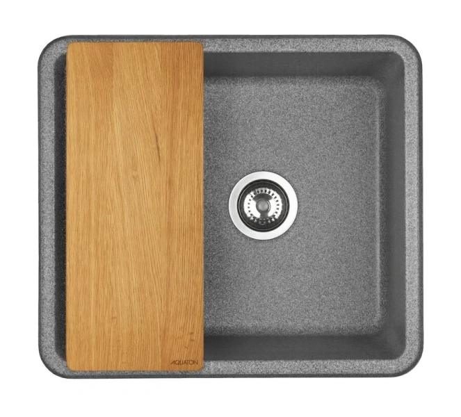 Мойка для кухни Акватон Беллис 57 см серая, прямоугольной формы - фото 4