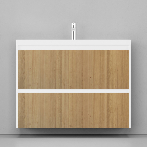 Тумба под раковину подвесная Velvex Klaufs 99 см белая/шатане, по запросу - фото 2