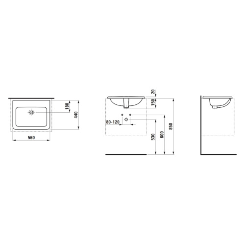 Раковина Laufen Pro 56 см без отверстия под смеситель - фото 2
