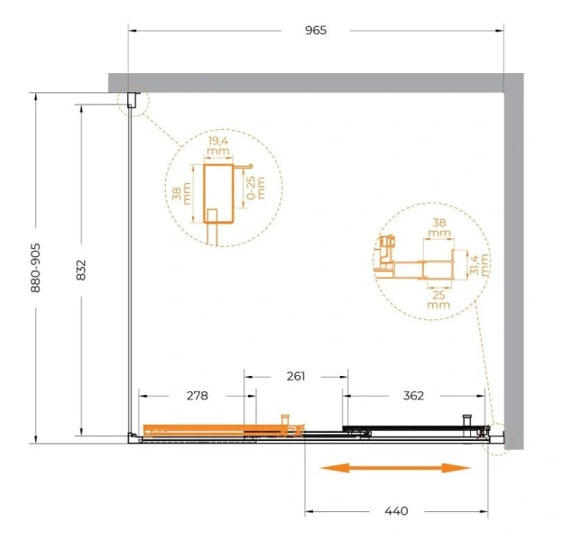 Душевой уголок Cezares Molveno 100х90 см стекло прозрачное профиль золото - фото 2