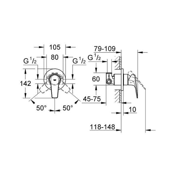 Смеситель для душа встраиваемый Grohe BauFlow 29046000 - фото 2