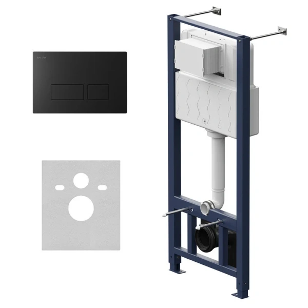 Инсталляция для унитаза Am.Pm Pro с пневматической черной клавишей - фото 1