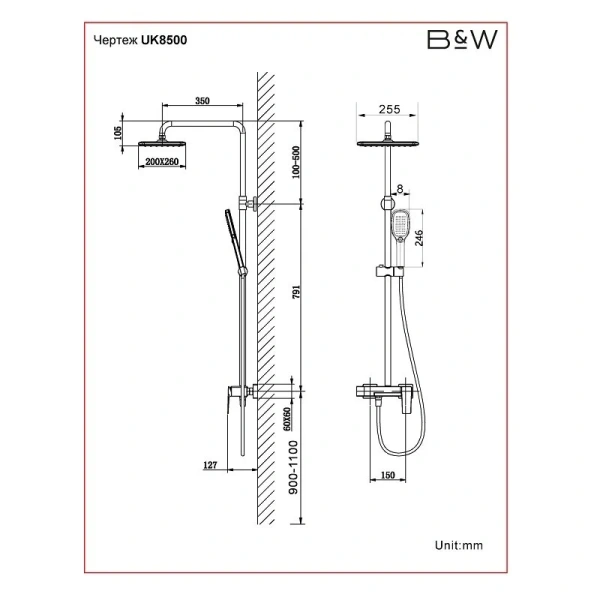 Душевая стойка Black&White Universe латунь - фото 2