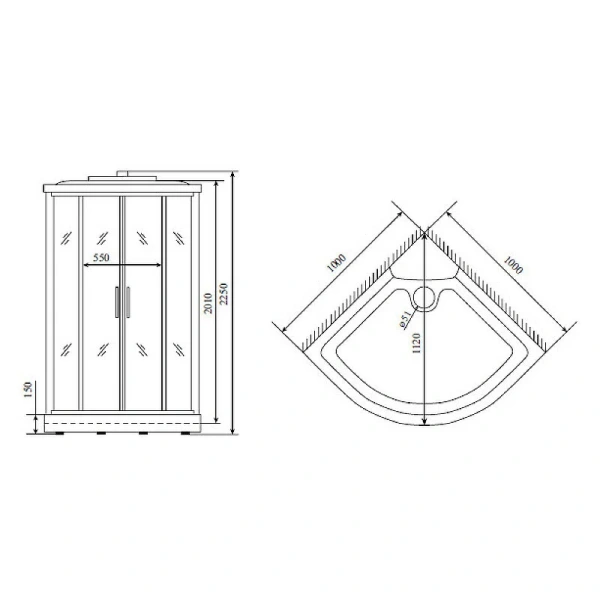 Душевая кабина Timo Standart 100x100 см профиль хром, полукруглые, четверть круга - фото 2