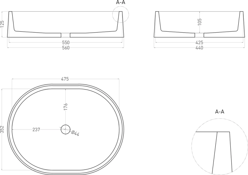 Раковина Salini Gloria 10 56 см накладная, в форме чаши, круглой формы - фото 5