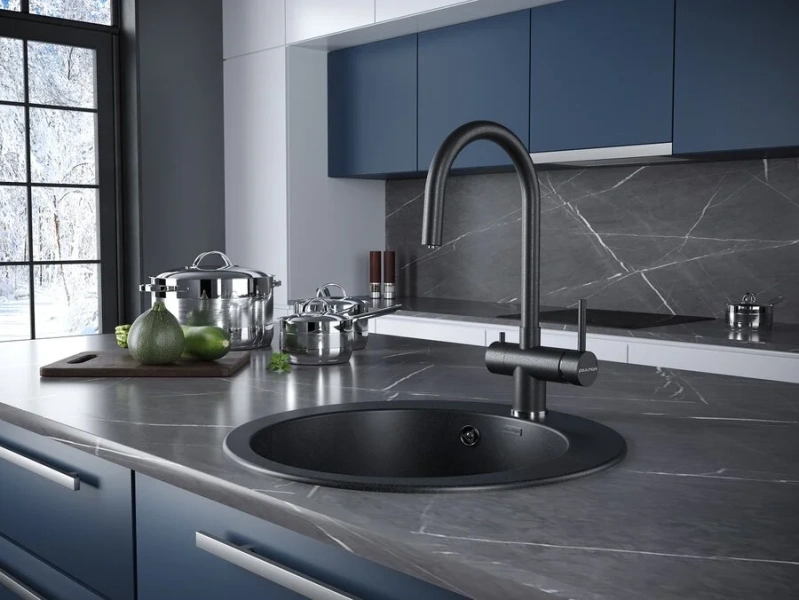 Смеситель для кухни Paulmark Heller черный металлик, современные, hi-tech - фото 3