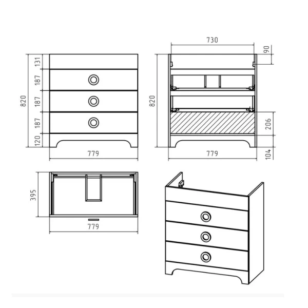 Тумба под раковину напольная Misty Лейла 80 см белая, нет в наличии - фото 2