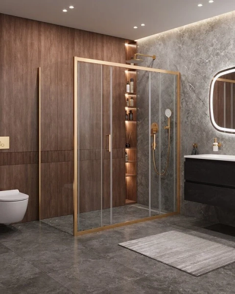 Душевой уголок Cezares Molveno 170х90 см стекло прозрачное профиль золото - фото 4