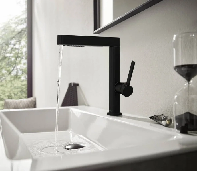 Смеситель для раковины Hansgrohe Finoris черный матовый, с донным клапаном - фото 5