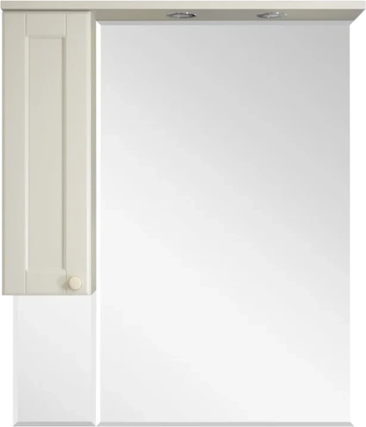 Зеркальный шкаф с подсветкой Misty Латте 85 см бежевый, левый - фото 1