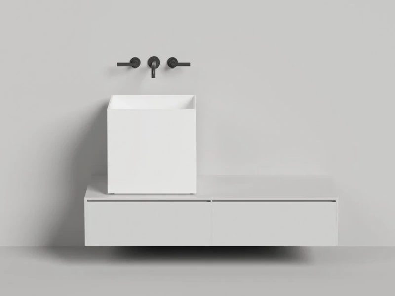 Раковина Salini Armonia Square 03 45 см белый матовый - фото 3