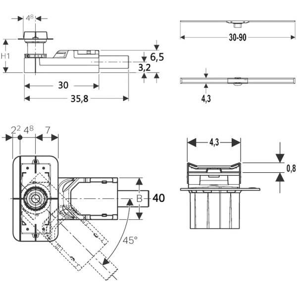 Душевой лоток Geberit CleanLine 90 см с решеткой - фото 2