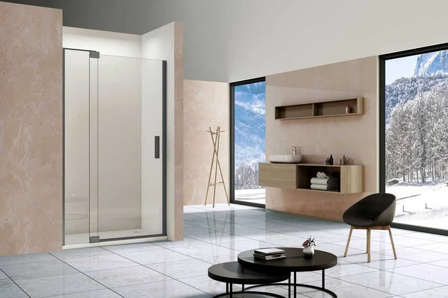 Душевая дверь в нишу Vincea Extra 90 см профиль вороненая сталь, стекло прозрачное, 80 см, 90 см - фото 3