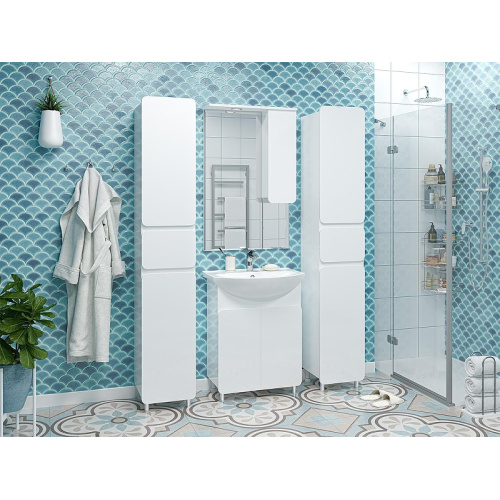 Зеркальный шкаф с подсветкой Misty Чегет 65 см правый, белые - фото 6