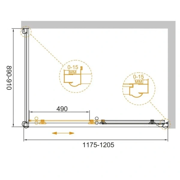 Душевой уголок Cezares Giubileo 120х90 см стекло прозрачное с матовым принтом профиль золото - фото 4