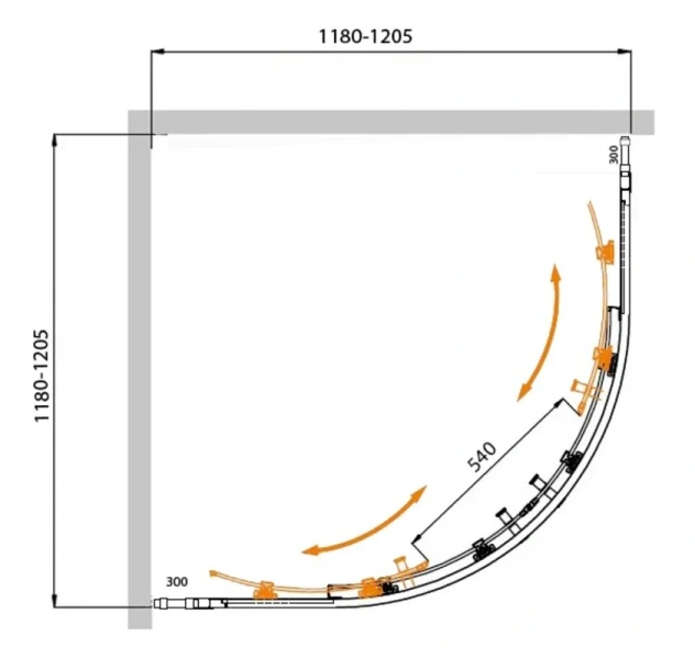 Душевой уголок Cezares Molveno 120х120 см стекло прозрачное профиль золото - фото 2