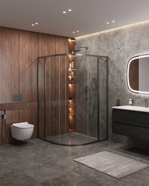 Душевой уголок Cezares Molveno 110х110 см стекло прозрачное профиль оружейная сталь - фото 4