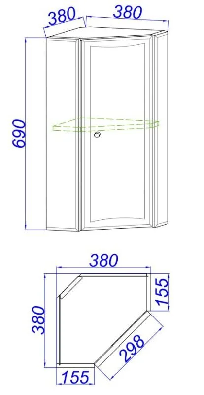 Шкаф подвесной Aqwella Барселона 38 см угловой - фото 2