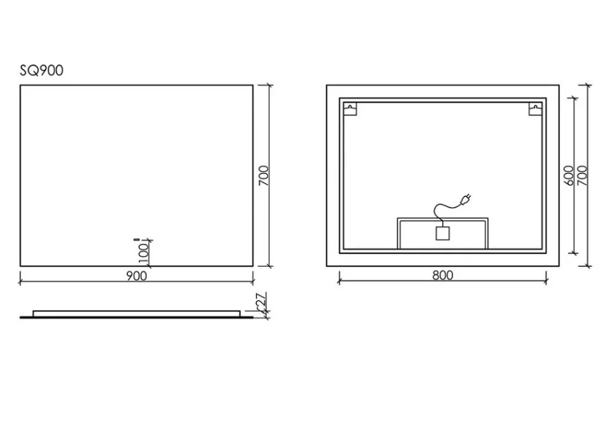 Зеркало с подсветкой Sancos Square 90 см прямоугольное - фото 2