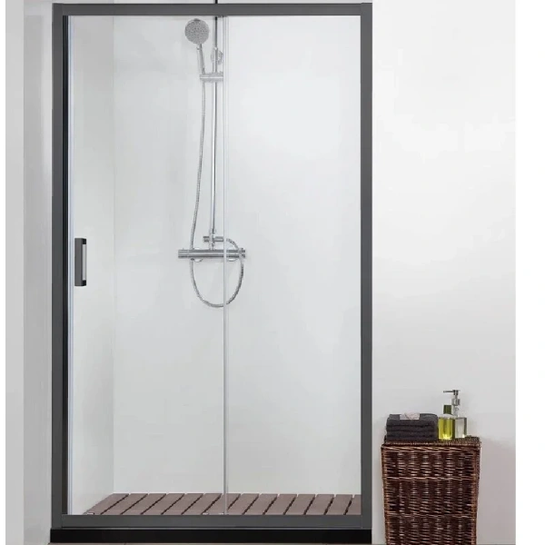 Душевая дверь в нишу Акватек 100 см профиль черный матовый - фото 1