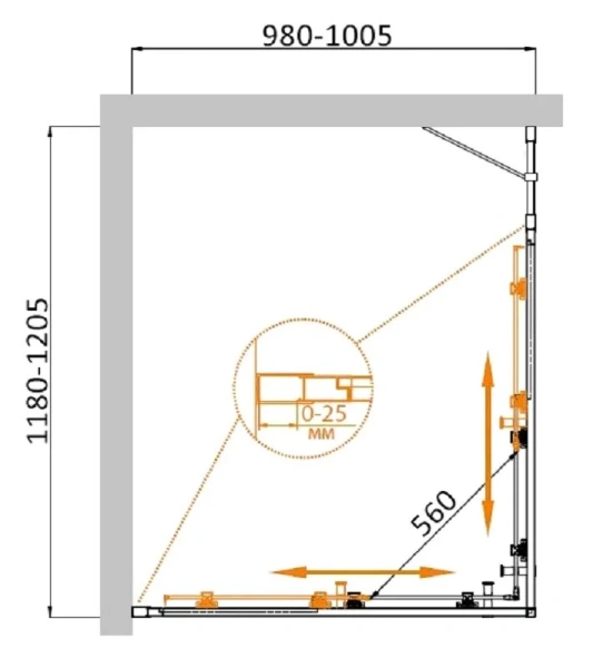 Душевой уголок Cezares Molveno 120x100 см стекло прозрачное профиль золото - фото 2