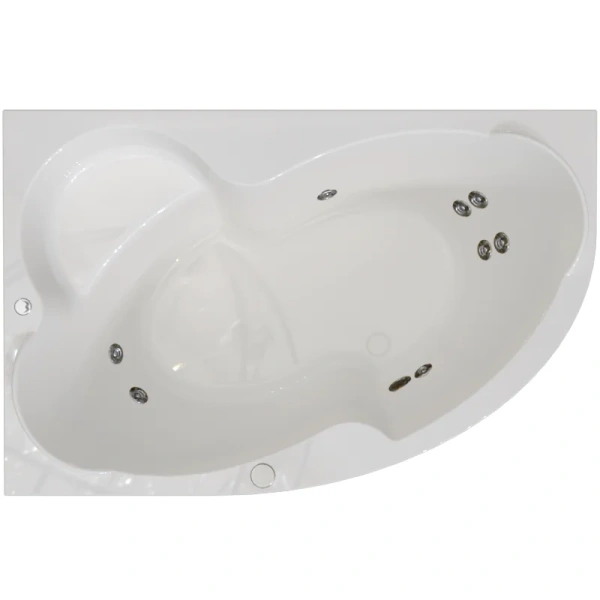 Гидромассажная ванна Радомир Ирма 2-80-2-1-9-216/2-80-2-2-9-216, 149 x 96.5 см, L/R, рама-подставка, фронтальная панель, слив-перелив, гидромассаж Релакс хром КУ 100, белая, угловые, приставные, встраиваемые - фото 6