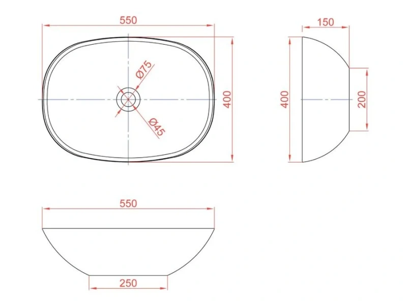 Раковина Montebianco Loreto Cinque 55 см белая матовая - фото 2