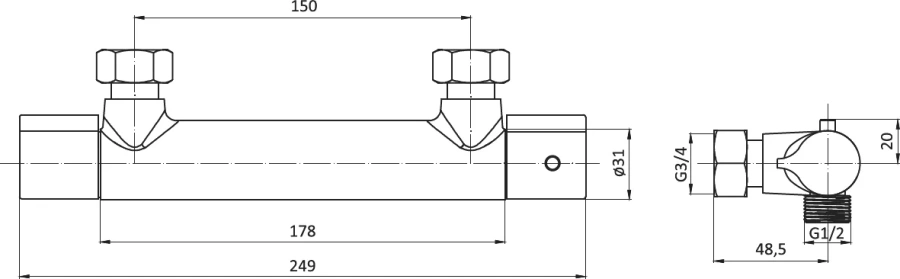 Смеситель для душа Damixa Option хром, недорогие, округлая форма - фото 5