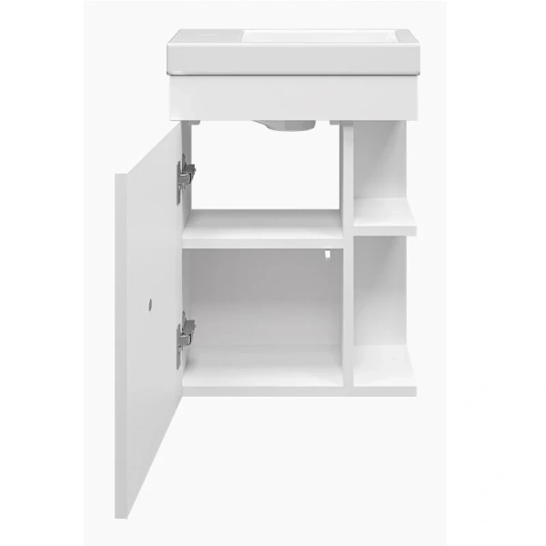 Тумба под раковину подвесная Misty Лира 40 см белая, современная, hi-tech - фото 3