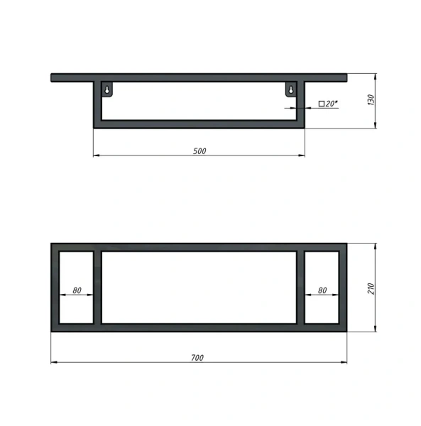 Консоль с раковиной подвесная Grossman Метрис 70 см с полотенцедержателем, в наличии - фото 2