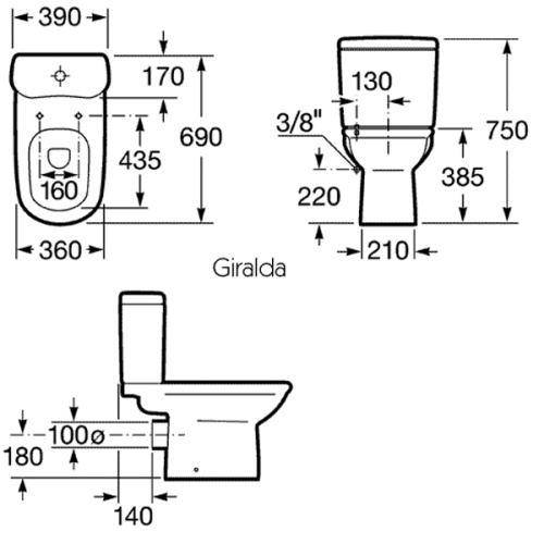 Унитаз компакт Roca Giralda 342466000 горизонтальный выпуск - фото 3