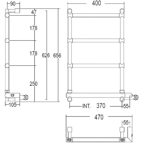 Полотенцесушитель электрический Margaroli Sole 370-542 Box, 4 секции, в наличии, по запросу - фото 8