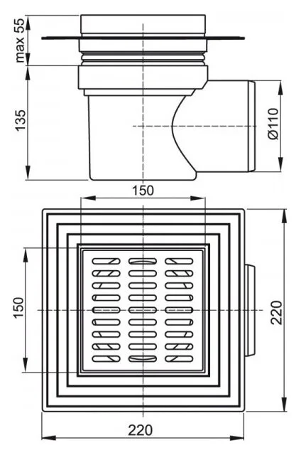 Душевой трап Alcaplast 15 см с боковой подводкой - фото 2