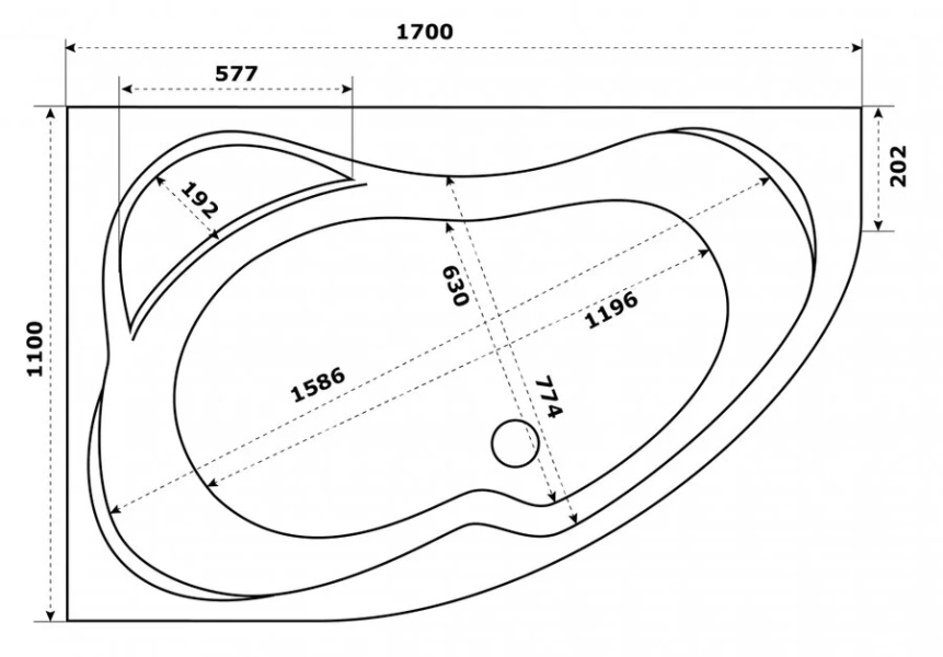 Ванна акриловая Azario Микона 170 x 110 см, белая, левая/правая - фото 2