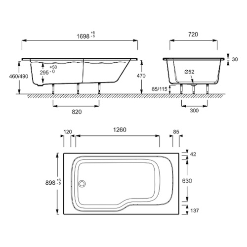 Ванна акриловая Jacob Delafon Malice CE6D065 170х90 см прямоугольная - фото 2