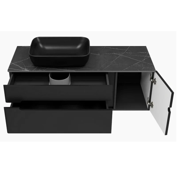 Тумба под раковину подвесная Misty Роял 120 см черная, подвесная, пристенная - фото 4