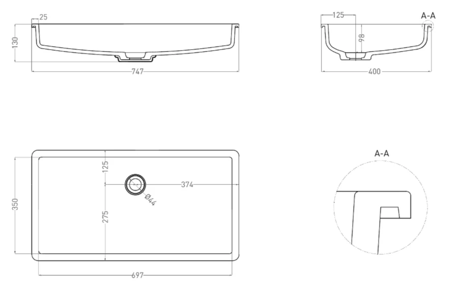 Раковина Salini Marea 10 1802210 75 см встраиваемая - фото 2