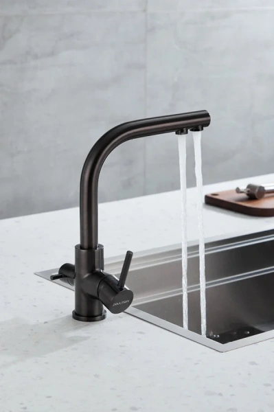Смеситель для кухни Paulmark Essen вороненая сталь, на мойку, на столешницу - фото 6