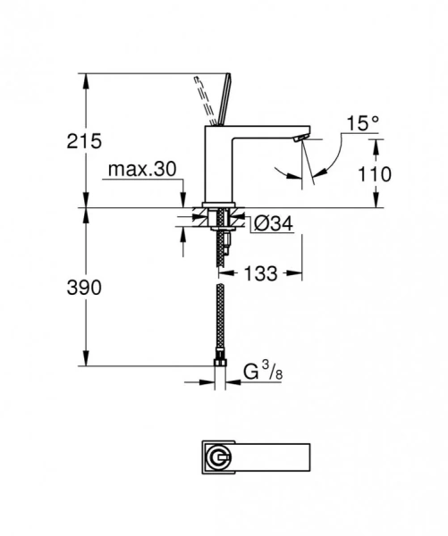 Смеситель для раковины Grohe Eurocube Joy 23658000 - фото 3