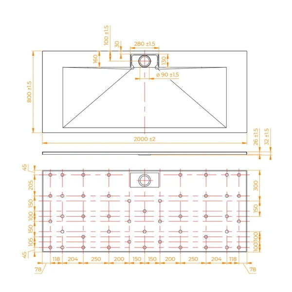 Душевой поддон RGW TKS-W 200x80 см белый, низкие до 15 см - фото 2