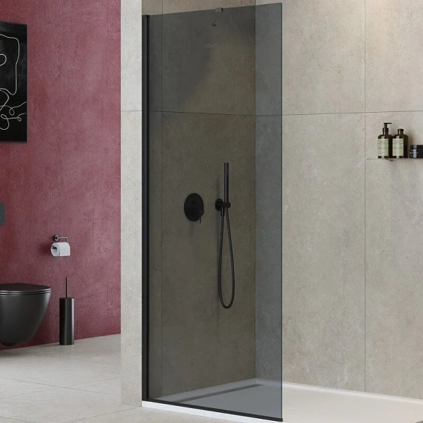 Душевая перегородка Cezares Liberta 90 см профиль черный стекло прозрачное - фото 4