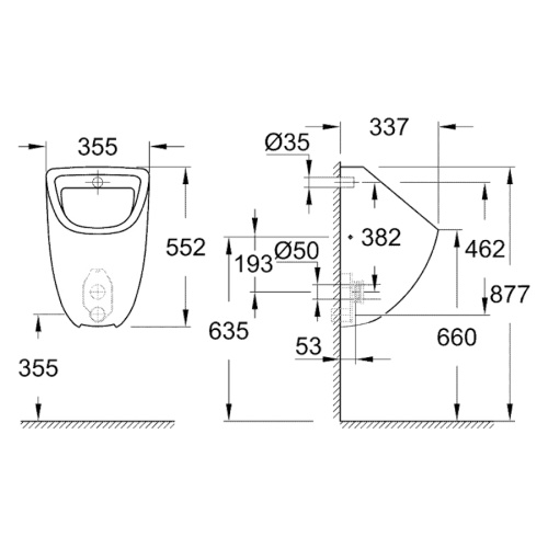 Писсуар подвесной Grohe Bau Ceramic альпин-белый - фото 3