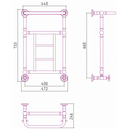 Полотенцесушитель водяной Сунержа Ренессанс 40х66 см состаренная латунь - фото 3