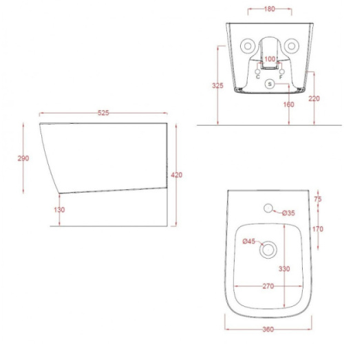 Биде подвесное ArtCeram A16 arancio cammeo - фото 2