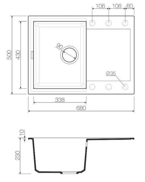 Мойка для кухни Omoikiri Sakaime 68-GR 68 см leningrad grey, прямоугольной формы - фото 4