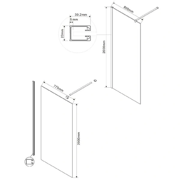 Душевая перегородка Vincea Walk-in 80 см черная стекло тонированное, современные, hi-tech - фото 2