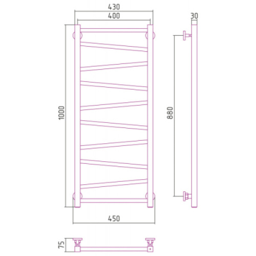 Полотенцесушитель водяной Сунержа Сирокко 40х100 см без покрытия - фото 3
